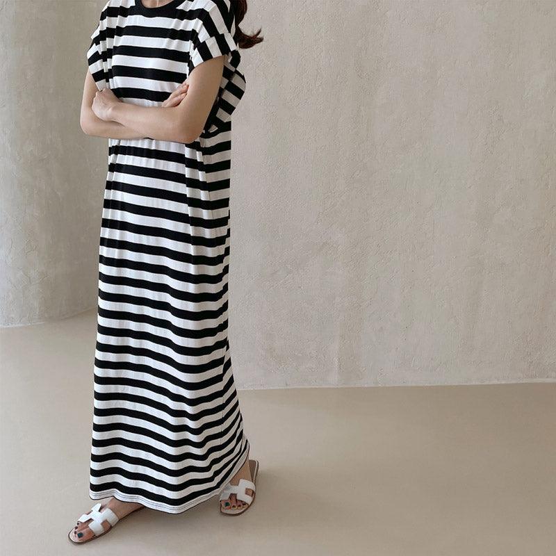 Simple Long Striped Comfy Dress