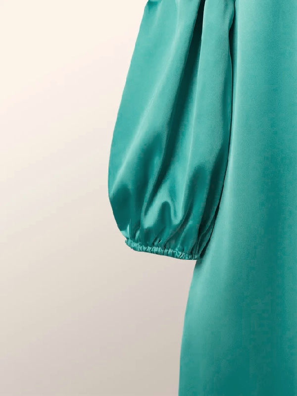 Simple Loose Puff Sleeves Solid Color Off-The-Shoulder Maxi Dresses