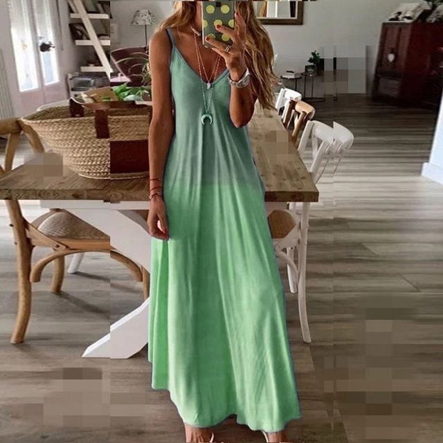 Spaghetti-Strap Gradient Midi Sundress