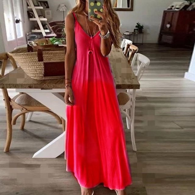 Spaghetti-Strap Gradient Midi Sundress