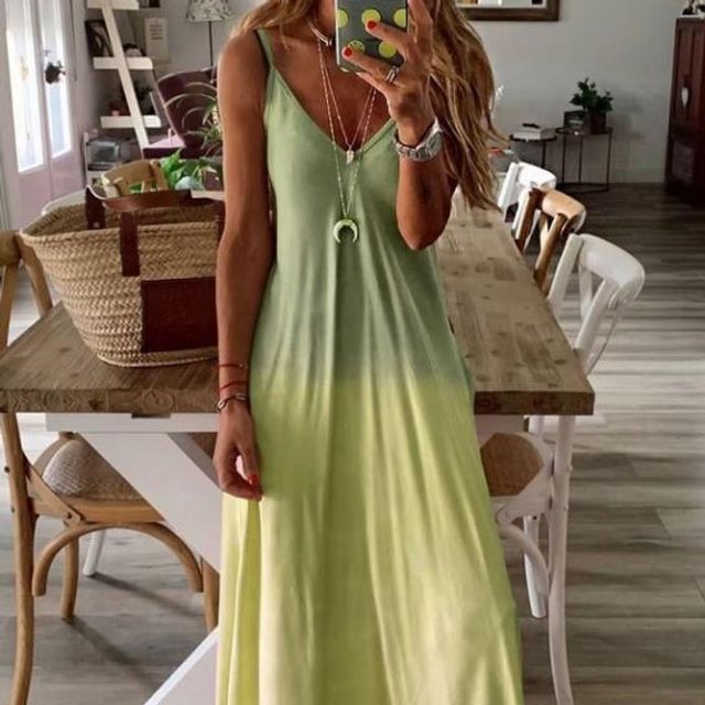 Spaghetti-Strap Gradient Midi Sundress