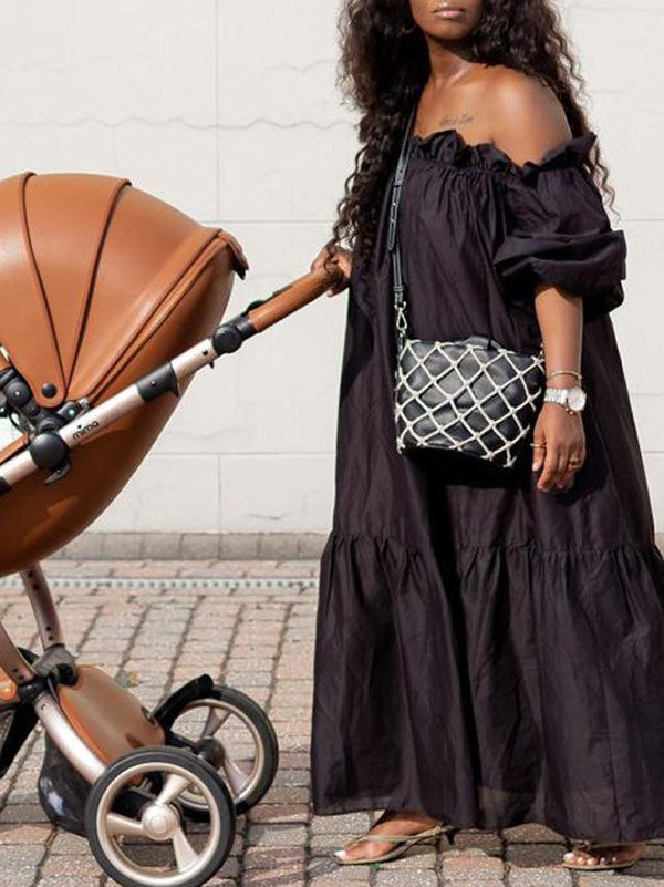 Simple Loose Solid Color Off-The-Shoulder Maxi Dresses