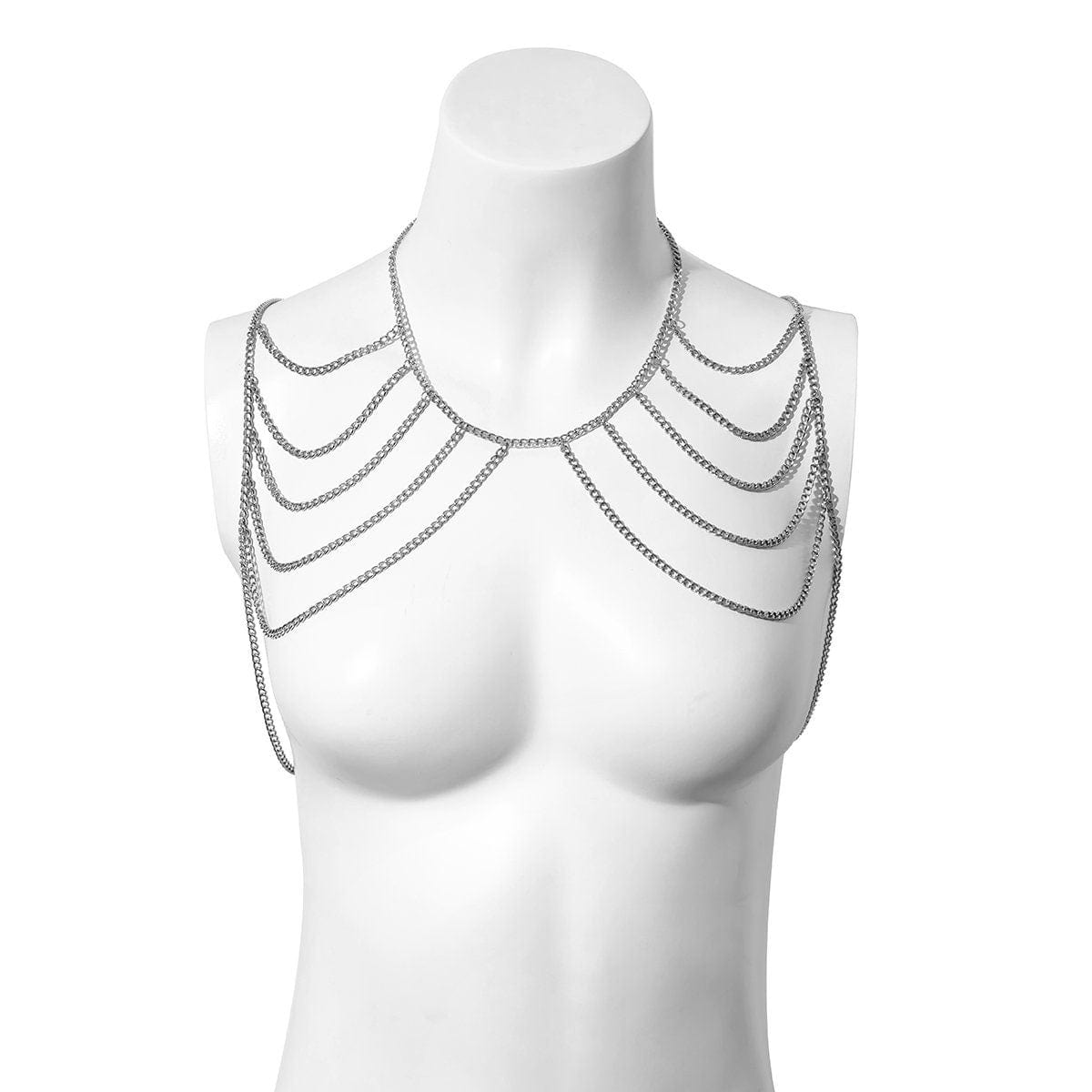 Chic Layered Silver Tone Chain Tassel Shoulder Necklace