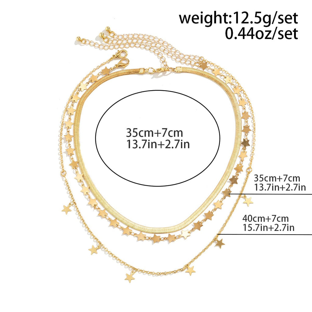 Chic Layered Star Tassel Herringbone Chain Necklace Set