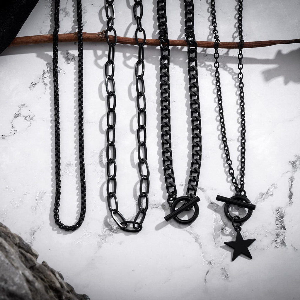 Chic Layered Toggle Clasp Star Pendant Chain Necklace Set