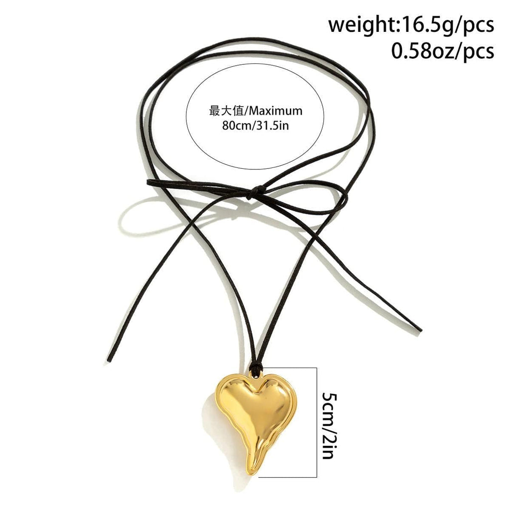 Chic Melting Heart Pendant Velvet String Necklace